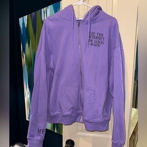 The Mayfair Group Use the Internet for Good Again Zip Up Purple Hoodie